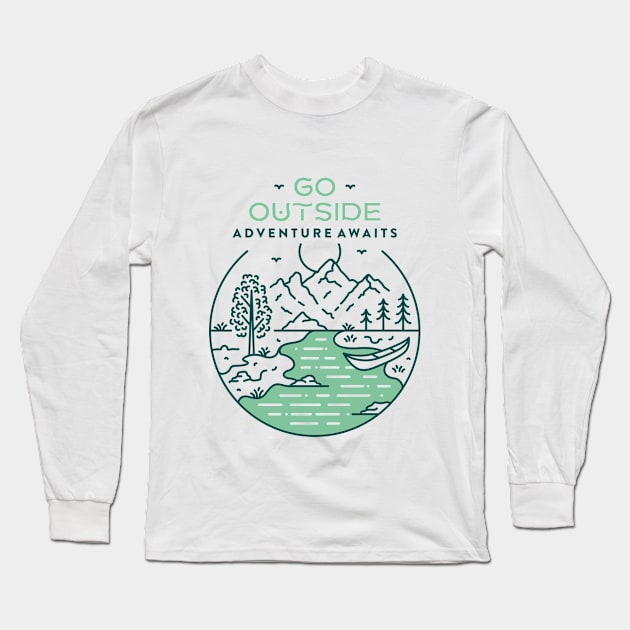 Go Outside Adventure Awaits 1 Long Sleeve T-Shirt by VEKTORKITA